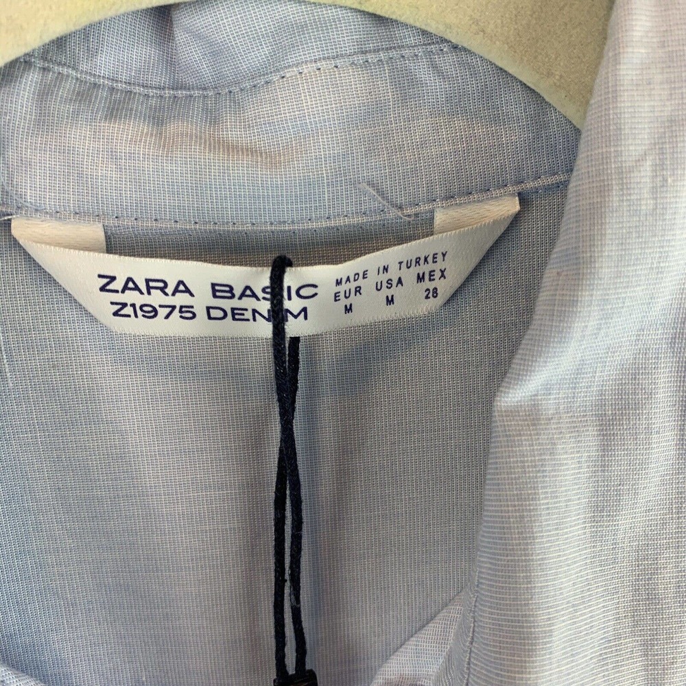 Zara Basic Women's Button Up Top Size Medium Blou… - image 2